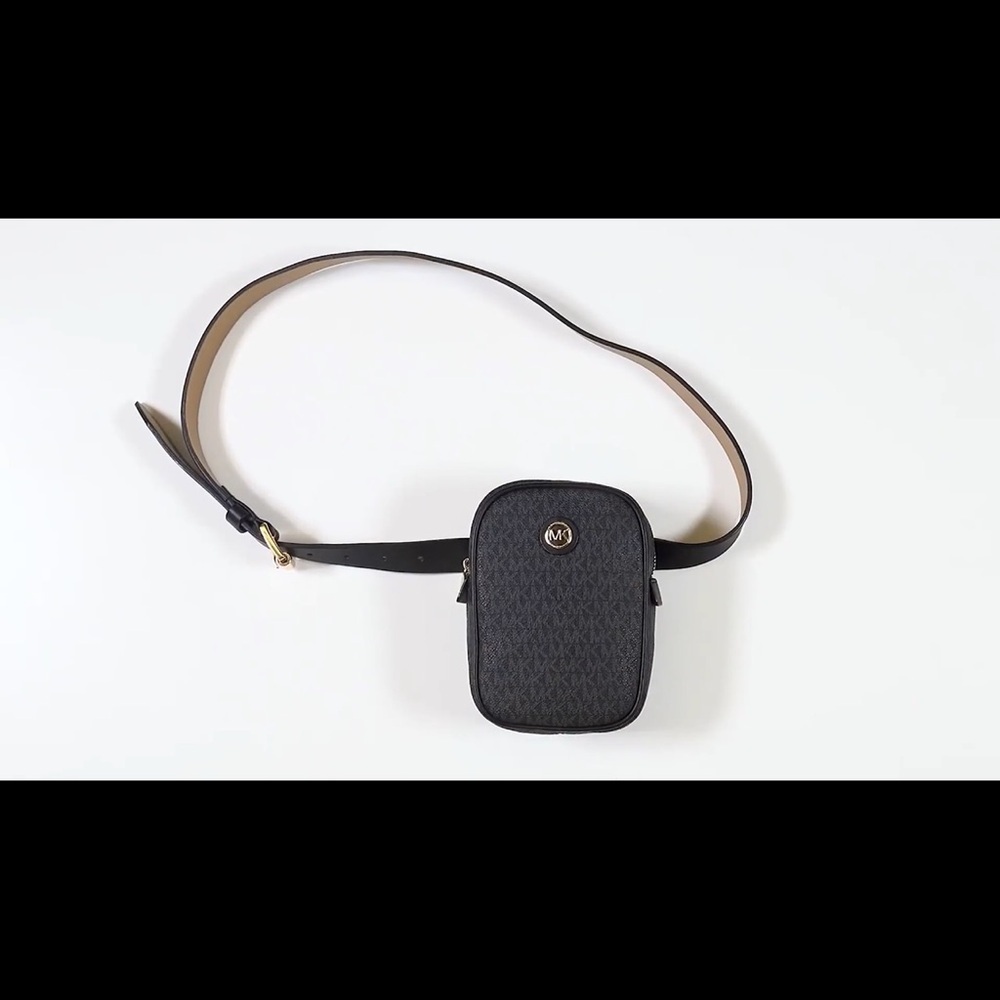 Michael Kors Logo Belt Bag in Black with Gold Hardware - Picture 3 of 5
